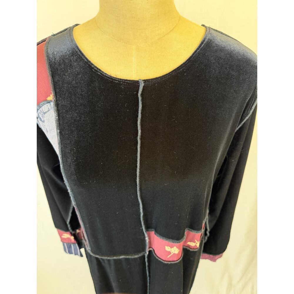 90's Something Old Something New Black Velvet Maxi Dress XL #1-0154 - Picture 5 of 12